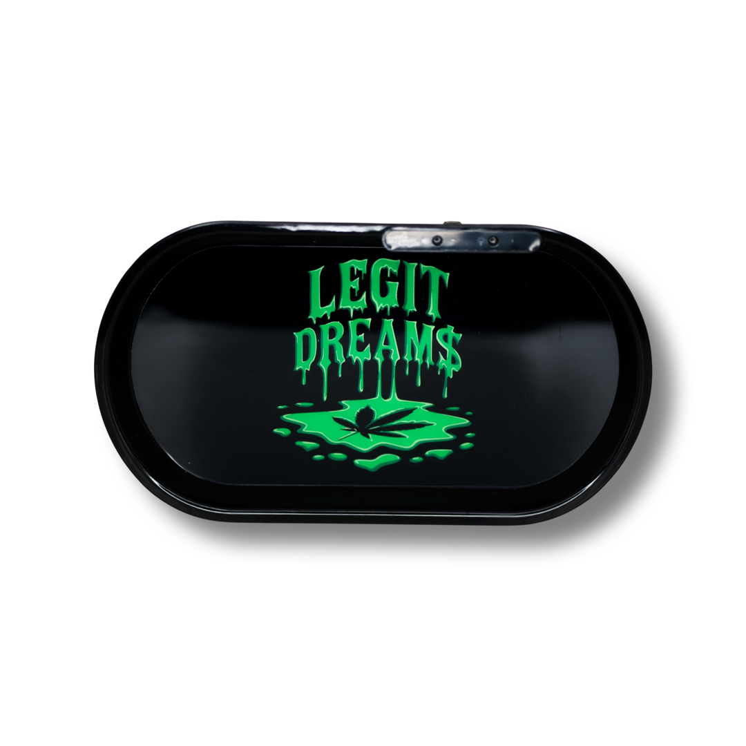 LEGIT DREAMS LOGO BLUETOOTH LED ROLLING TRAY - BLACK – Legitdreamsmerch